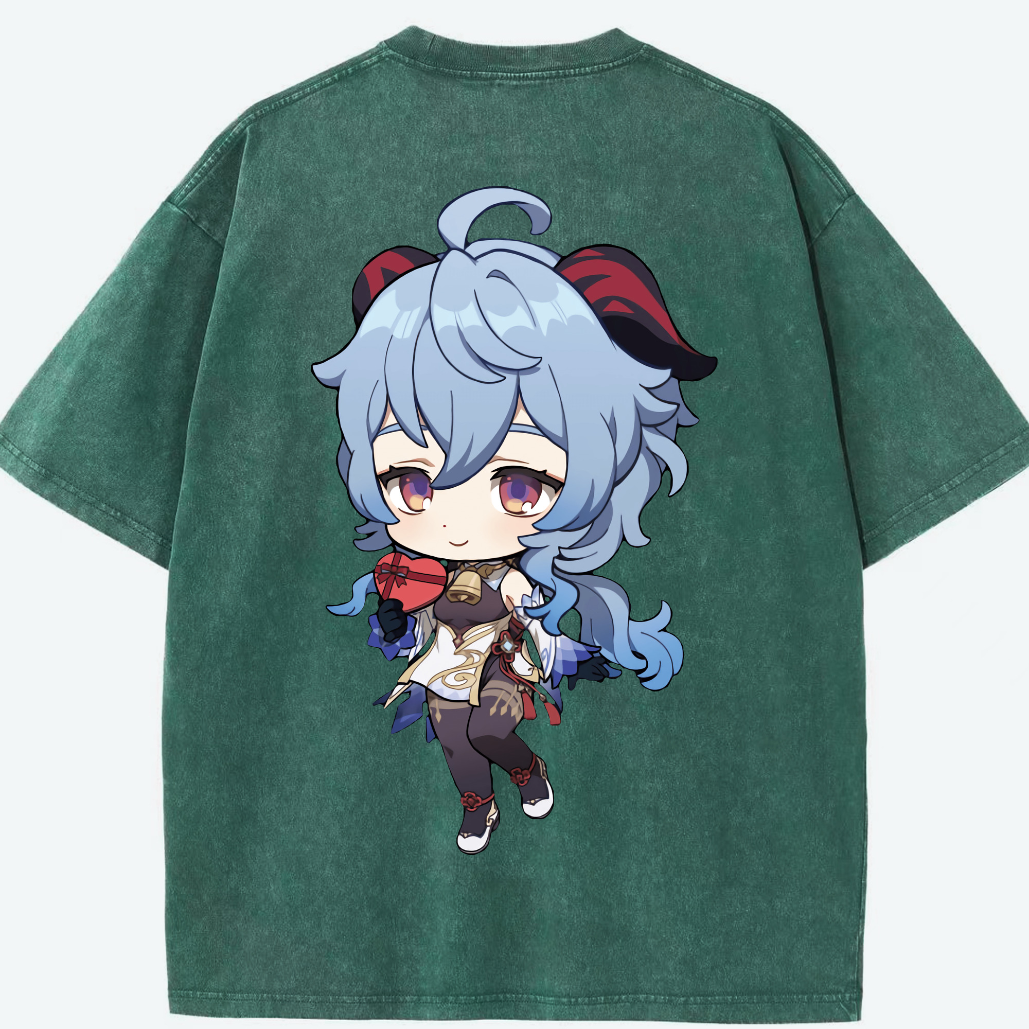 げんし神 甘雨 かんう genshin Ganyu 綿100% ヴィンテージ風 半袖Tシャツ（背面プリント）